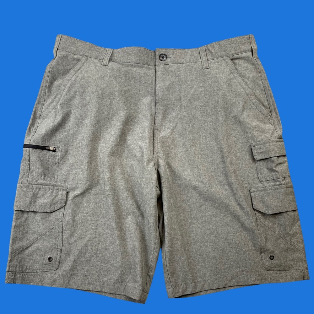 Iron Co Mens Size 40 Heather Gray Stretch Cargo Shorts Utility Hiking 427902S
